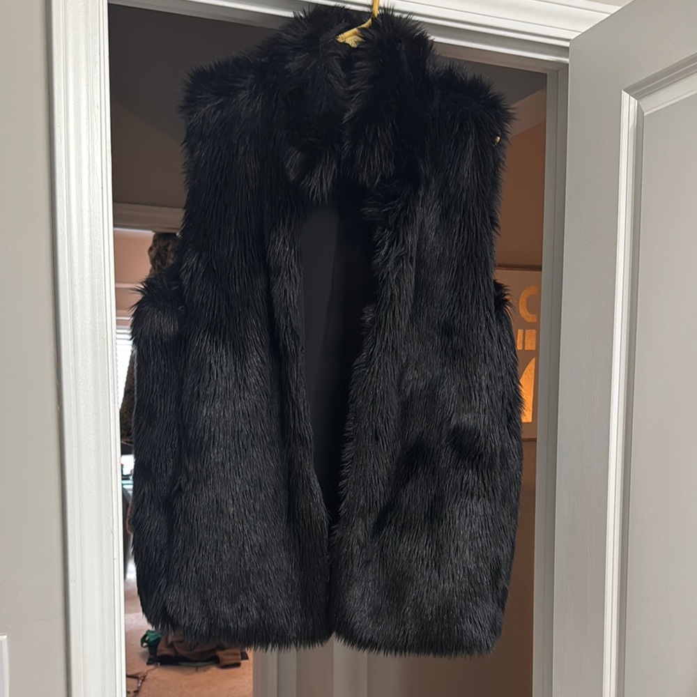 GAP Black Fuzzy Vest with High Collar